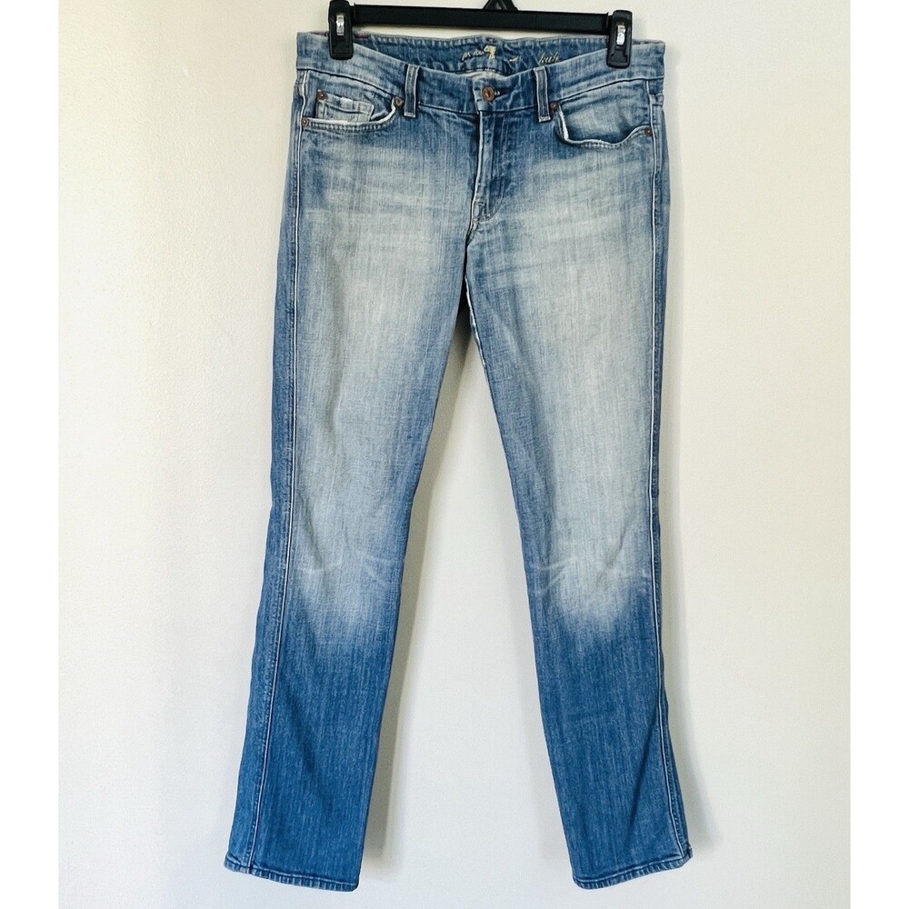 7 for all Mankind Modern Straight Faded Leg Stretch Cotton Polyurethane Jeans 31 - Picture 2 of 7